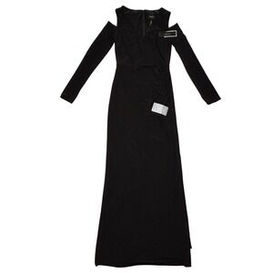 Laundry by Shelli Segal Womens Dress 4 Black Cold Shoulder Jersey Maxi Gown NWT